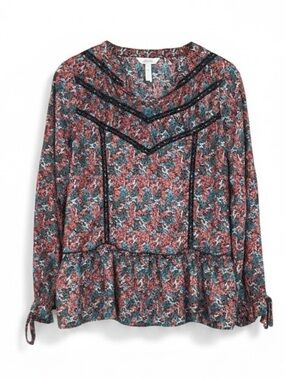 Matilda Jane Carol Choose Your Own Path Floral Long Sleeve Blouse Size Small